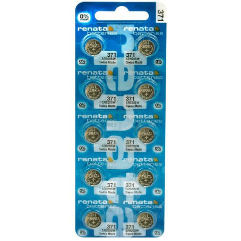 10x Renata 371 SR920SW Silver Oxide 1.55V Watch Batteries Swiss Made