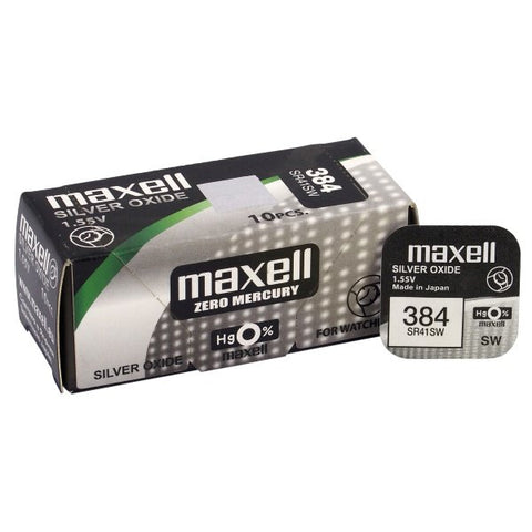 10 Maxell 384 392 Sr41Sw Batteries Silver 1.55V Watch Battery NEW