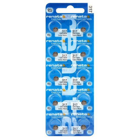 10x Renata 317 SR516SW Silver Oxide 1.55V Watch Batteries Swiss Made
