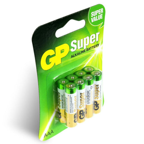 8x GP Super AAA Alkaline Batteries 1.5V LR03 Mercury Free Long Life