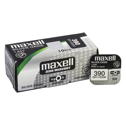 10x Maxell 390 389 SR1130SW 1.55V Silver Oxide Watch Batteries