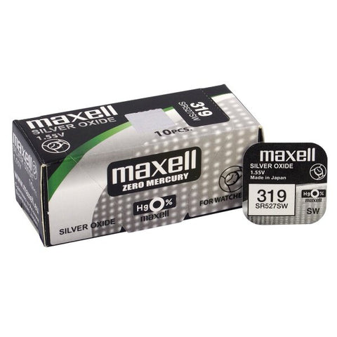 10 Maxell 319 Sr527Sw Sr64 Batteries Silver 1.55V Watch Battery NEW