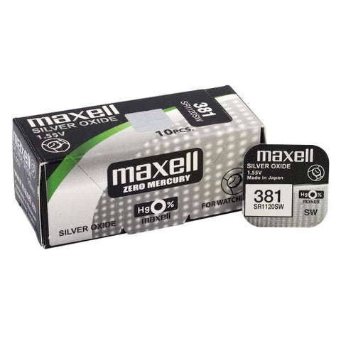 10x Maxell 381 391 SR1120SW Silver Oxide 1.55V Watch Button Cell Batteries