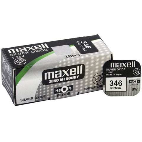 10x Maxell 346 SR712SW Silver Oxide 1.55V Watch Batteries Made in Japan