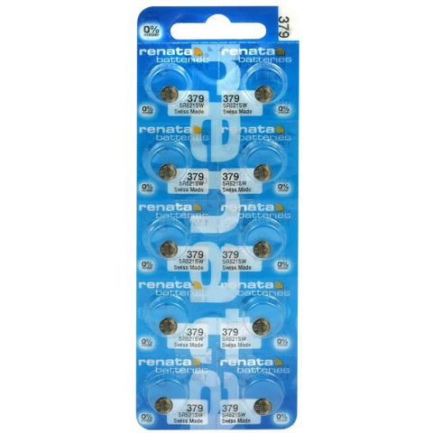 10x Renata 379 SR521SW Silver Oxide Watch Batteries 1.55V Pack