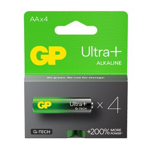 4x GP Ultra+ AA Alkaline Batteries LR6 1.5V High Power Mercury Free