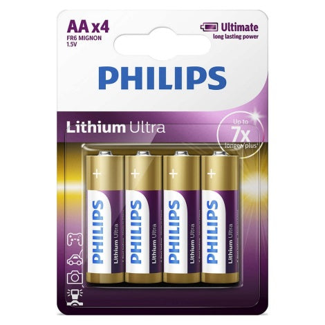 4 Philips Lithium Ultra Aa Batteries Mignon Fr6 1.5V Blister 4Bl Exp 2032 NEW