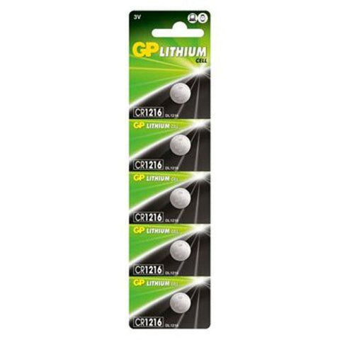 5x GP CR1216 3V Lithium Coin Cell Button Batteries for Watches & Remotes