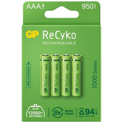 4x GP ReCyko AAA 950mAh NiMH Rechargeable Batteries 1000 Series