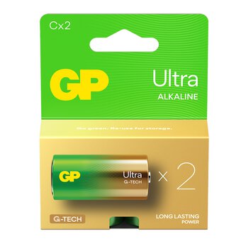 2 Gp Ultra Alkaline G-Tech Lr14 C Battery Long Lasting Power Blister Exp 2033