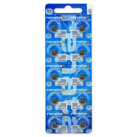 10 Renata 329 Sr731Sw Batteries Silver 1.55V Watch Battery 10Bl NEW