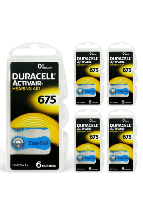 60x Duracell 675 Hearing Aid Batteries Zinc Air 1.45V Mercury Free
