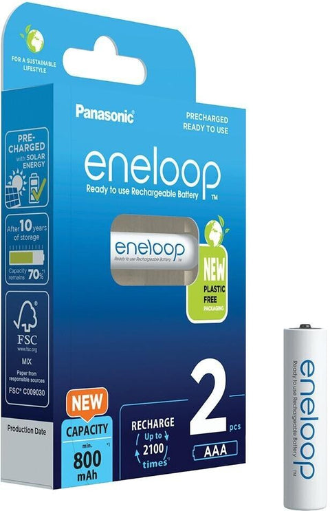 2x Panasonic Eneloop AAA NiMH 800mAh Rechargeable Batteries LR03 2-Pack
