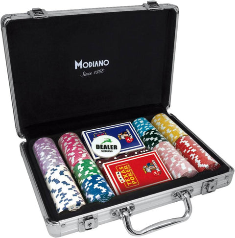 Modiano 200 Poker Chip Set 14g with 2 Decks & Aluminum Case