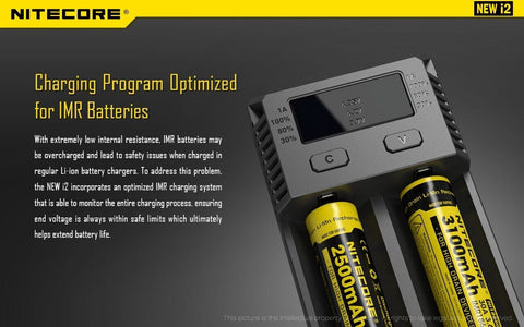 Nitecore New i2 Intellicharger Universal Smart 2-Slot Li-ion NiMH Charger