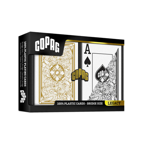 Copag Legacy Bridge Size Playing Cards Double Deck Jumbo Black Gold 235-4