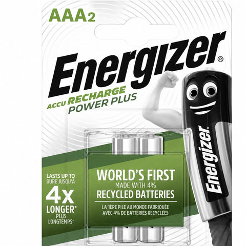 2x Energizer Power Plus AAA Rechargeable Batteries 700mAh NiMH HR03
