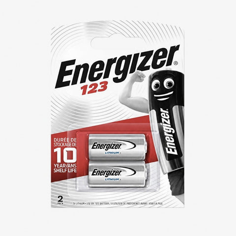 2x Energizer CR123 Lithium Batteries 3V DL123A 123A for Cameras & Flash
