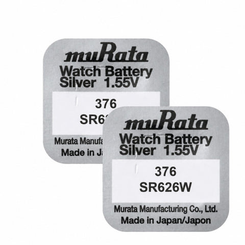 2x Murata 376 SR626W Silver Oxide 1.55V Watch Batteries Made in Japan