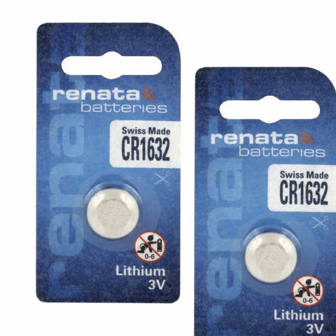 2x Renata CR1632 3V Lithium Coin Cell Batteries Swiss Made