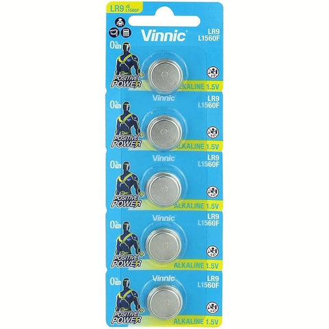 5x Vinnic Alkaline Batteries L1560F LR9 625 Epx Cell Button 1.5V NEW
