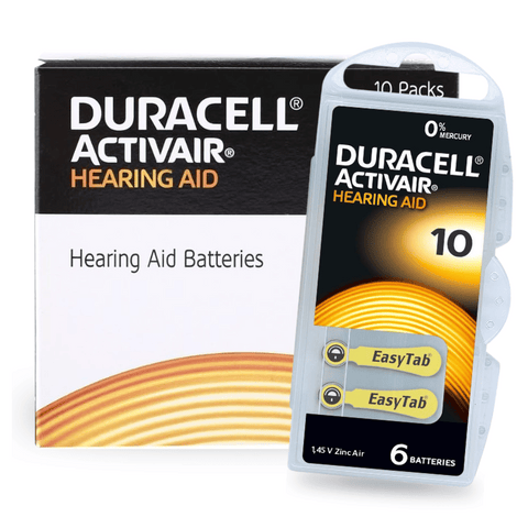 6x Duracell Activair Hearing Aid Batteries Size 10 Zinc Air 1.45V Mercury Free