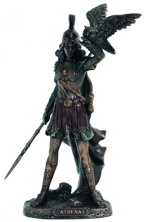 Athena Greek Goddess Statue Bronze Finish Resin 20cm Handmade Italfama