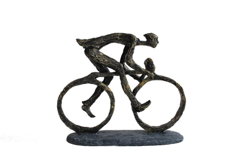 Bronze Finish Resin Cyclist Statue 27x8x23 cm | Italfama Italy