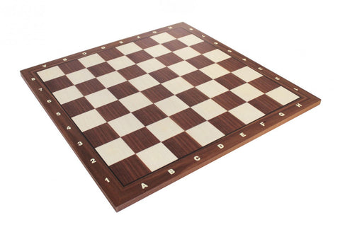 Italfama Walnut & Maple Chess Board 50cm Notated Squares, Made in Italy