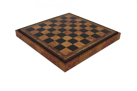 Italfama Metal Chess Set Faux Leather Board with Checkers & Backgammon