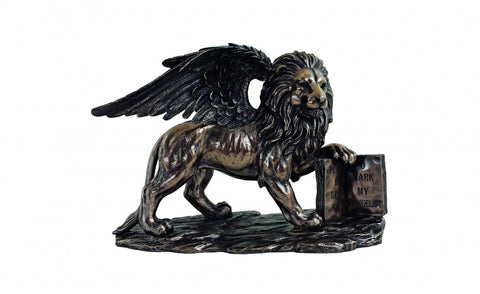 Italfama St. Mark's Winged Lion Statue Bronze Finish Resin 25cm Italy