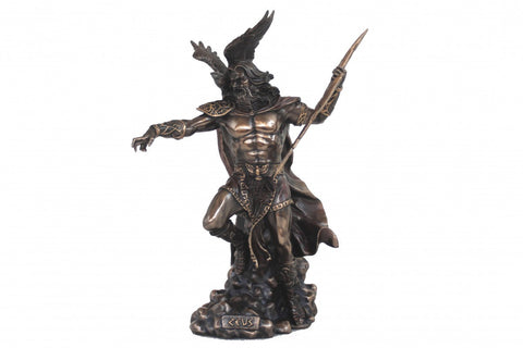 Zeus with Eagle and Lightning Bronze Resin Statue 50cm Italfama Italy