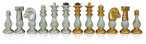 Italfama French-Style Brass & Wood Chess Pieces, Gold/Silver Plated, 7.5cm
