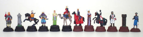 Italfama Crusaders vs Saracens Pewter Chess Set Faux Leather Board
