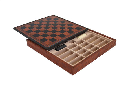 Italfama Faux Leather Chess Board with Piece Storage 28x28cm Italy