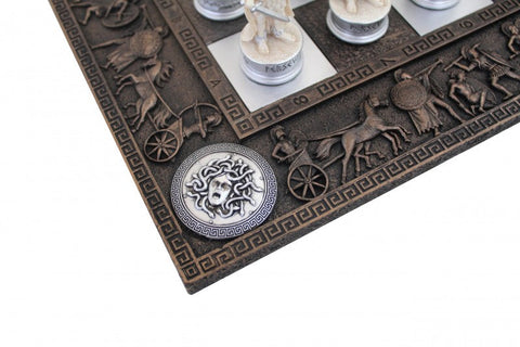 Italfama Greek Mythology Hand-Painted Resin Chess Set 43x43cm Board Italy