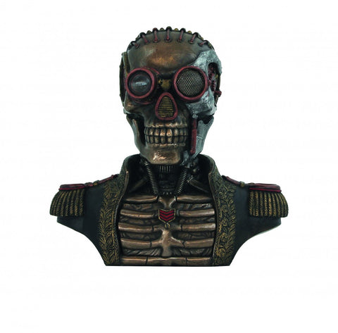 Steampunk Skeleton General Statue w/ Hidden Drawer Bronze 18cm Italfama