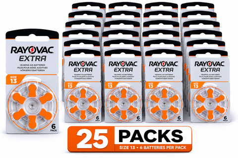 150x Rayovac Extra Hearing Aid Cells Size 13 Mercury Free