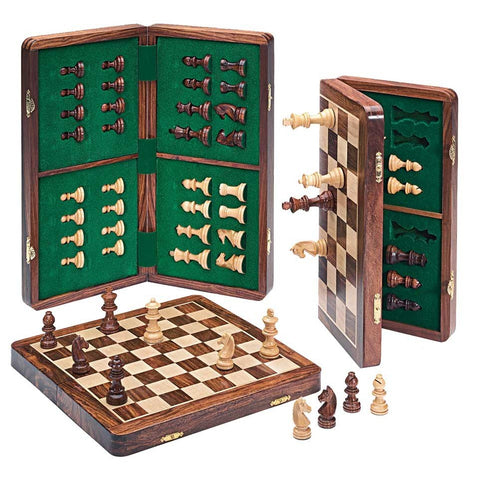 Italfama Magnetic Wooden Chess Set 25cm Board with Storage Box Italy
