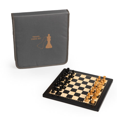 Italfama Magnetic Wooden Chess Set 25x25cm Ebony Board Zip Case