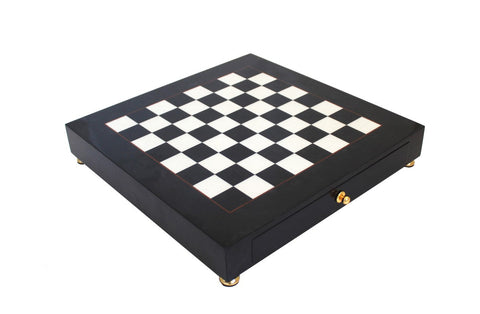 Italfama Luxury Brass & Wood Chess Set 42cm Board With Drawer