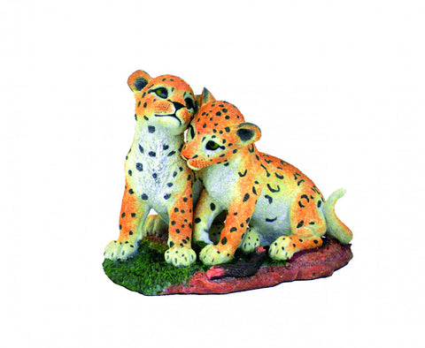 Italfama Hand-Painted Resin Two Leopard Statue 20x16x17cm Italy