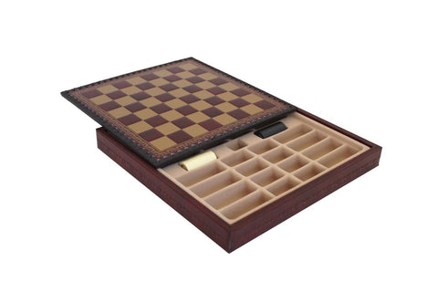 Italfama Gold Burgundy Faux Leather Chess Board with Storage 28x28cm