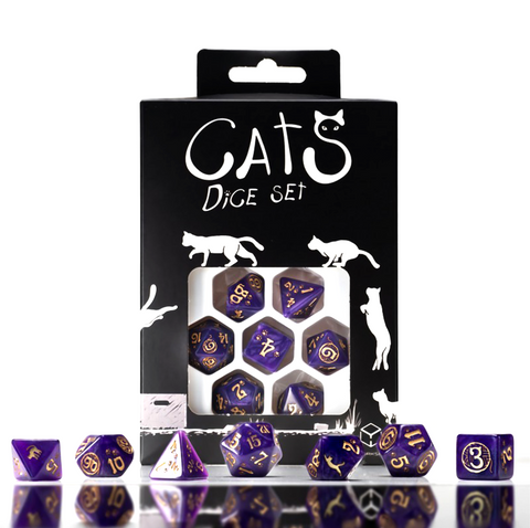 Cats Purrito Dice Set Shimmering Purple Gold Role Playing Games Q-Workshop NEW