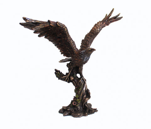 Golden Eagle Statue Bronze Finish Resin 20cm Handcrafted Made in Italy