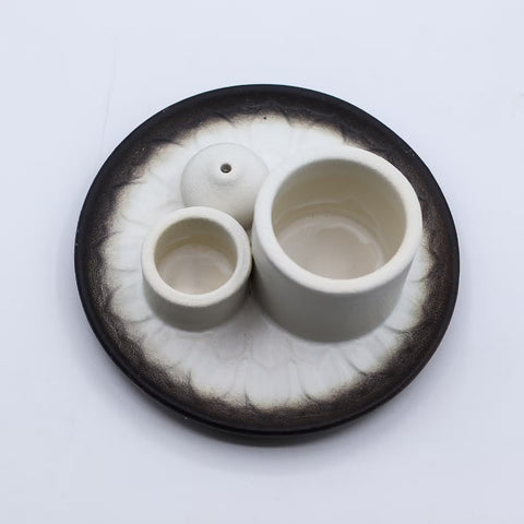 Palo Santo Stick & Smudge Holder Mandala White & Grey Ancient Wisdom