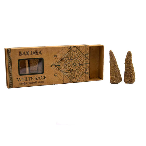 Banjara White Sage Pyramid Smudge Cones Incense, 10 Pack, Cleansing