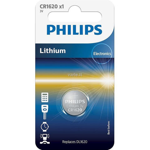 1x Philips CR1620 3V Lithium Coin Cell Battery
