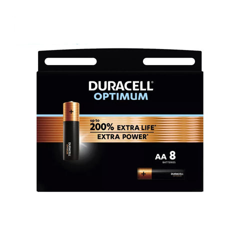 8x Duracell Optimum AA Alkaline Batteries 1.5V LR6 MX1500 High Power