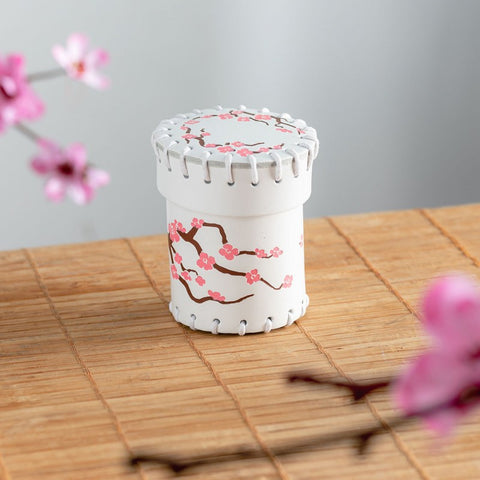 Japanese Cherry Blossom Leather Dice Cup White Multicolor by Q-Workshop